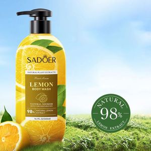 OEM SADOER lemon 24K oro naturale fragranza duratura pulizia lisciante cura doccia bagnoschiuma gel per il lavaggio del corpo - Product Image 3