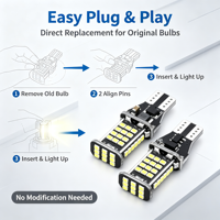 HOLY T15-2016-45SMD Feu de recul LED à éclairage multi-faces 45PCS 2016 SMD avec décodage Canbus Blanc 6000K 65W 12V pour voiture