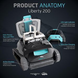 <span class=keywords><strong>Robot</strong></span> aspirateur de <span class=keywords><strong>piscine</strong></span> <span class=keywords><strong>Dolphin</strong></span> Liberty 200 sans fil entièrement automatique, nettoyeur sans fil pour le fond et les parois de la <span class=keywords><strong>piscine</strong></span> - Product Image 3