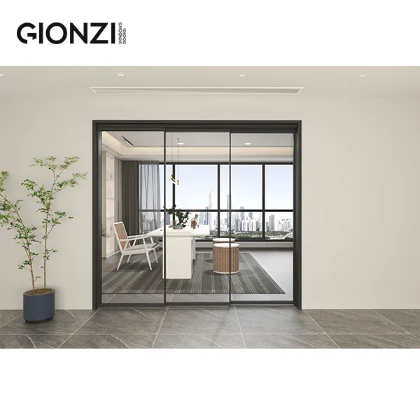 GIONZI Cheap Factory Price Interior Aluminium Balcony Kitchen Sliding Doors Glass Sliding Door