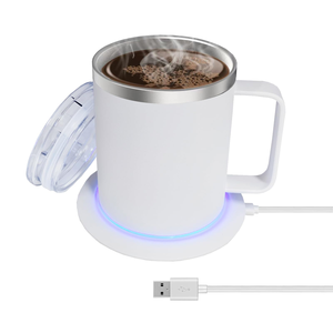 Mug chauffant électrique intelligent thermostatique en céramique avec base chauffante sans fil alimentée par USB pour café et tasses - Product Image 1