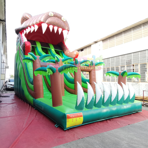 Castillo inflable gigante de doble carril para exteriores, tobogán inflable comercial con diseño de dinosaurio para niños - Product Image 1