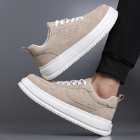 Baskets plateforme en cuir véritable pour hommes, décontractées, à semelle épaisse, respirantes, à lacets, pour la marche quotidienne, style skate
