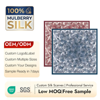 Écharpe carrée en soie de mûrier sergé personnalisée, prête en échantillon (7 jours), ourlet roulé à la main, impression double face, faible MOQ, OEM ODM, motif feuille