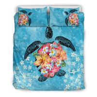 Ensemble de literie tropicale Plumeria tortue polynésienne hawaïenne avec couette impression à la demande ensemble de literie 3 pièces King Size Hawaii