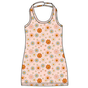 Abito da bambina alla moda con stampa floreale/animale, senza maniche, senza schienale, in tessuto di seta latte, personalizzabile, lunghezza al ginocchio - Product Image 6