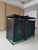 Promotion : Abri de rangement extérieur moderne à 2 portes pour poubelles, en métal, pour mobilier d'extérieur