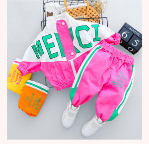 Conjunto Deportivo Informal de Otoño 2020, Venta al por Mayor, Manga Larga, con Cierre y Letras, Ropa para Bebés, Niños y Niñas - Product Image 1