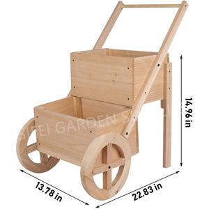 Pots de fleurs avec roues pour camion, Pots de plantes <span class=keywords><strong>en</strong></span> bois à deux échelles - Product Image 2