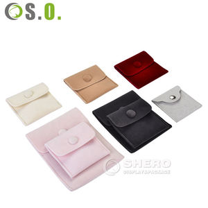 Enveloppe Bijoux Emballage Sacs Velours Bijoux Pochette Sac avec Logo pour Boucle D'oreille Anneau Bouton Pression - Product Image 3