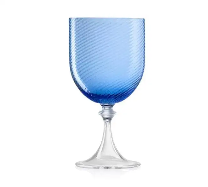 Wholesale Customized Promotion Gifts Trestle Collection Beverage Pressed Pattern Black Wine Glass Goblet For Wedding