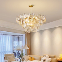 Lustre LED ultra-minimaliste en cuivre pur, style crème français, finition dorée, intensité variable, éclairage pour toute la maison