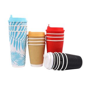 ถ้วยกระดาษแบบย่อยสลายได้สำหรับเครื่องดื่มร้อนพร้อมฝาปิดแก้วน้ำแบบย่อยสลายได้พิมพ์โลโก้และสี - Product Image 6