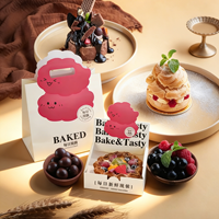 Sac en papier kraft de qualité alimentaire avec poignée découpée, logo personnalisé imprimé, emballage alimentaire écologique pour boulangerie à emporter