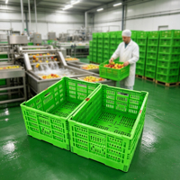 Caisse en plastique pliable d'usine, panier de rangement pliable, bac de manutention logistique empilable pour entrepôt, légumes et fruits