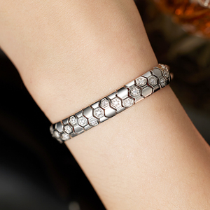 Vòng tay/lắc tay bạc Ý 925 Grace Jewel <span class=keywords><strong>2025</strong></span> nữ, họa tiết rắn tổ ong, đính zircon, làm quà tặng dự tiệc - Product Image 5