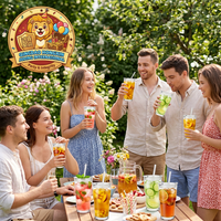 Fruitpatroon transparante glazen waterfles met rietjesdop, herbruikbaar voor koude dranken, voor thuis & feestjes, vaatwasserbestendig