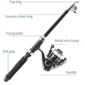 Ensemble d'engrenages de <span class=keywords><strong>canne</strong></span> à pêche portable tige de leurre de roue en métal <span class=keywords><strong>pour</strong></span> la carpe <span class=keywords><strong>pour</strong></span> les débutants et les novices en gros - Product Image 3