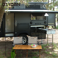 Mini caravane hybride, caravane de voyage, auvent de camping, chambre d'hiver, capacité de couchage pour 2 personnes, charge utile maximale de 2400 kg, acier