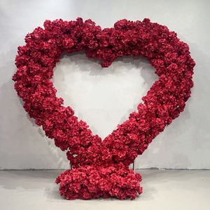 Rosa herzförmiger Hochzeits bogen künstlicher Blumen bogen für Hochzeits dekoration - Product Image 5
