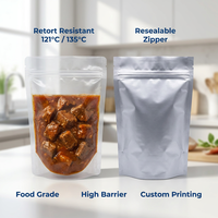 Impression personnalisée 121 ° Sachet Doypack refermable à haute barrière en polyéthylène (PE) de qualité alimentaire pour repas prêts à consommer et friandises pour animaux de compagnie