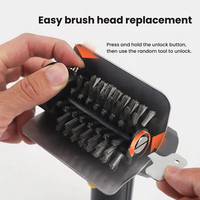 Brosse de nettoyage électrique portable pour barbecue, alimentée par batterie au lithium avec lumière LED et affichage du niveau de batterie, verrouillage de sécurité, outil de nettoyage pour barbecue