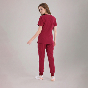 Conjuntos de Uniformes Médicos, Cuello en V, Manga Corta, Pantalones Jogger, Múltiples Bolsillos, 62% Rayón, 32% Nailon, 6% Elastano, Tela Elástica - Product Image 5