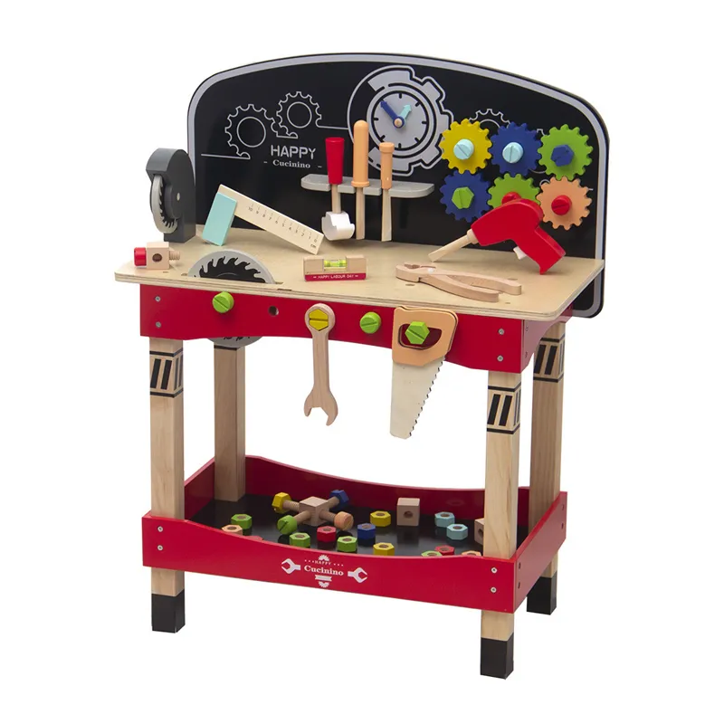 Kit di strumenti di riparazione in legno per bambini set di giocattoli da banco da lavoro multifunzionale simulazione di officina educativa per bambini finta di giocare