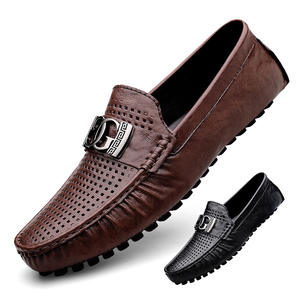 Chaussures Oxford décontractées de style britannique pour hommes, en cuir véritable, tige en maille, à lacets, antidérapantes, respirantes, légères, bout brillant - Product Image 2