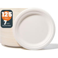 7 pouces 100% assiettes en papier jetables compostables assiettes à dîner en bagasse de canne à sucre biodégradables et écologiques pour la fête