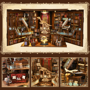Minicity DIY handmade <span class=keywords><strong>3D</strong></span> câu đố bằng gỗ Beyond thư viện Max Dollhouse đồ chơi với bụi che cho món quà - Product Image 4