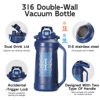 Bouteille isotherme double paroi en acier inoxydable 2026, grande capacité, transparente, anti-fuite, pour sports de plein air, fitness et camping