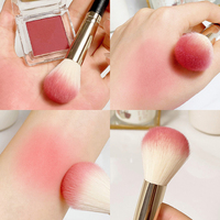 GECOMO Brosse à fard à poudre à tête ronde Appliquer le maquillage de manière obéissante Pinceau à poudre en fibre de fourrure douce