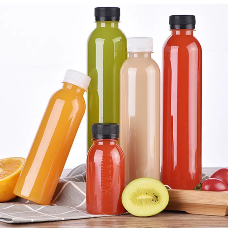 Botol Kosong Plastik Food Grade untuk Jus/Susu/Teh/Botol Kemasan Kopi untuk Takeaway Botol Bundar 120-500Ml
