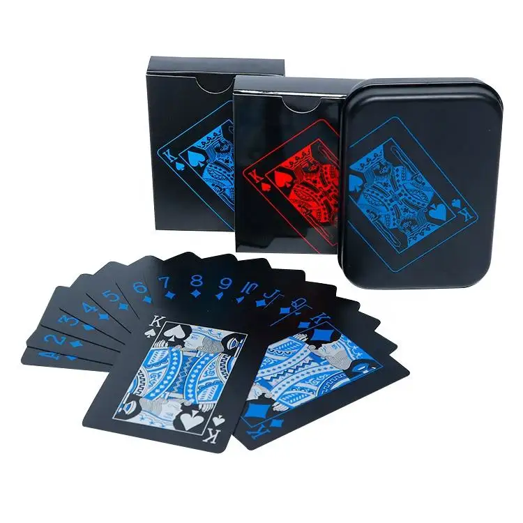 Custom Playing Cards Plastic 100% Kuwait Royal Coated Casino PVC Poker Games Waterproof Black Playing Cards Set