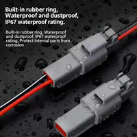 Conector Automático Atenuable de 2 Pines DTP06-2S Gris, Impermeable, PA66/PBT, Enchufes Macho y Hembra para Fuente de Alimentación y Arnés de Terminales