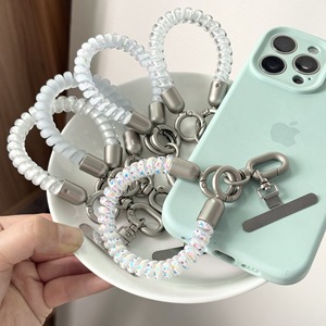 <span class=keywords><strong>Cordon</strong></span> de téléphone minimaliste en spirale, sangle de poignet élastique télescopique pour téléphone, chaîne de téléphone portable anti-perte à double fermoir - Product Image 3