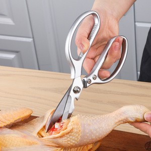 <b>Kitchen</b> Scissors Stainless Steel Multi Functional With Bottle Opener Non Slip Grip For Chicken Bone Cutting - Product Image 4