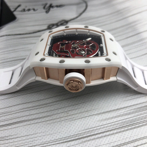 Classic Popular <b>Watch</b> Automatic Winding White Ceramic <b>Case</b> Rubber <b>Watch</b> Men's Casual Mechanical <b>Watch</b> - Product Image 2