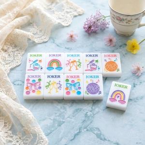 Portable Beauty Theme <b>Mahjong</b> <b>Set</b> Colorful Printed Tiles Travel Game Kit With Zipper Bag - Product Image 5