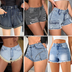 Shorts in Denim da Donna, <span class=keywords><strong>Pantaloncini</strong></span> Estivi Casual Traspiranti in Denim Retrò, Shorts in Denim a Vita Alta con Effetto Ondulato e Vestibilità Slim - Product Image 5