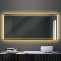 Miroir de salle de bain LED lumineux avec interrupteur tactile, design moderne, mural, anti-buée, pour la décoration, accessoire de maison en verre