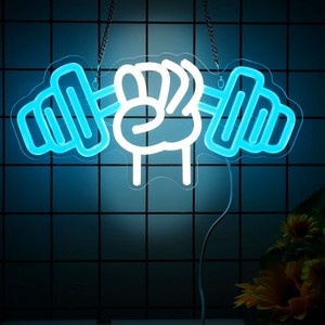 لافتة نيون LED بتصميم مجاني على شكل دمبل لرفع الأثقال، إضاءة نيون LED لتزيين صالات الألعاب الرياضية والنوادي والمتاجر - Product Image 3