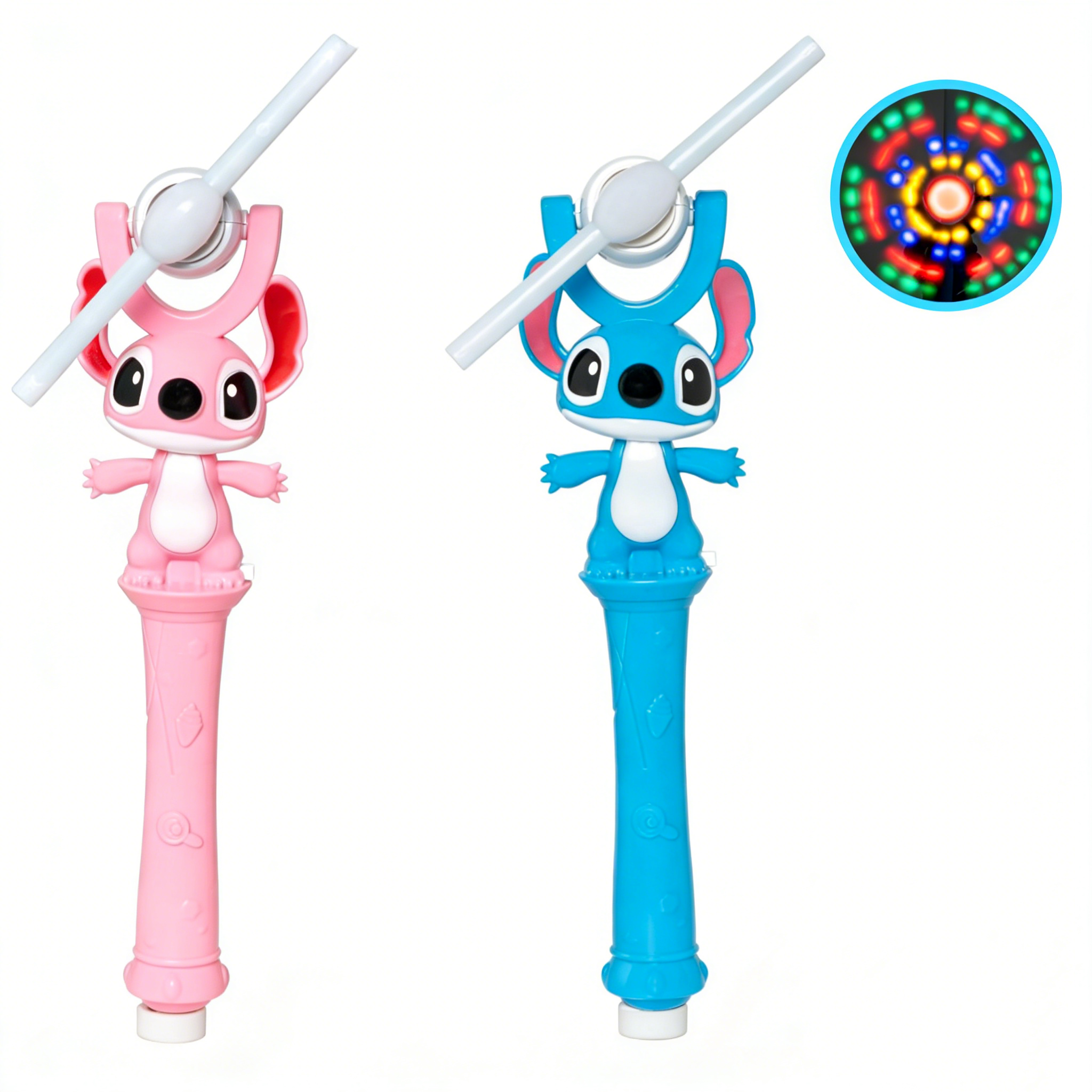 Stitch LED Glitter Stick Toy with Music Colorful Flashing Lights Spinning Windmill Magic Wand Kids Party Toy