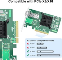 Tarjeta de red X520-DA1 10Gbps PCI-E NIC, puerto SFP único, controlador Intel 82599EN, adaptador Ethernet compatible con Windows