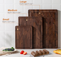 Ensemble de planches à découper en noyer avec logo personnalisé et base de rangement, grande planche à découper en bois massif pour viande et légumes, pour la vente en gros aux restaurants