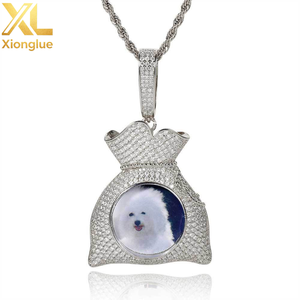 Custom Money Bag Necklaces Hook Pendant <b>Name</b> Pictures Jewelry Personalized INS Iced Out Custom <b>Chain</b> - Product Image 2