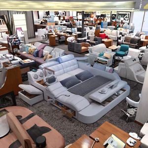 Новая роскошная кожаная умная кровать многофункциональная кровать размера «King-Size», массажная музыкальная мебель для спальни на заказ - Product Image 5