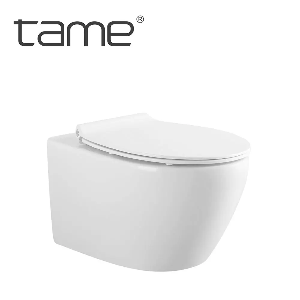 TAME TMTT3041 ห้องน้ําของโรงแรมห้องน้ําติดผนังเซรามิกทรงกลม WC สีขาวห้องน้ําแขวนผนัง