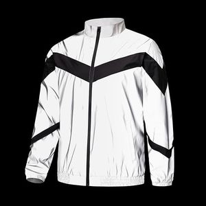 High Visibility Full Reflective Jacket Men Waterproof Night Luminous Windbreaker Custom Logo Lightweight Hip Hop Streetwear - Product Image 2